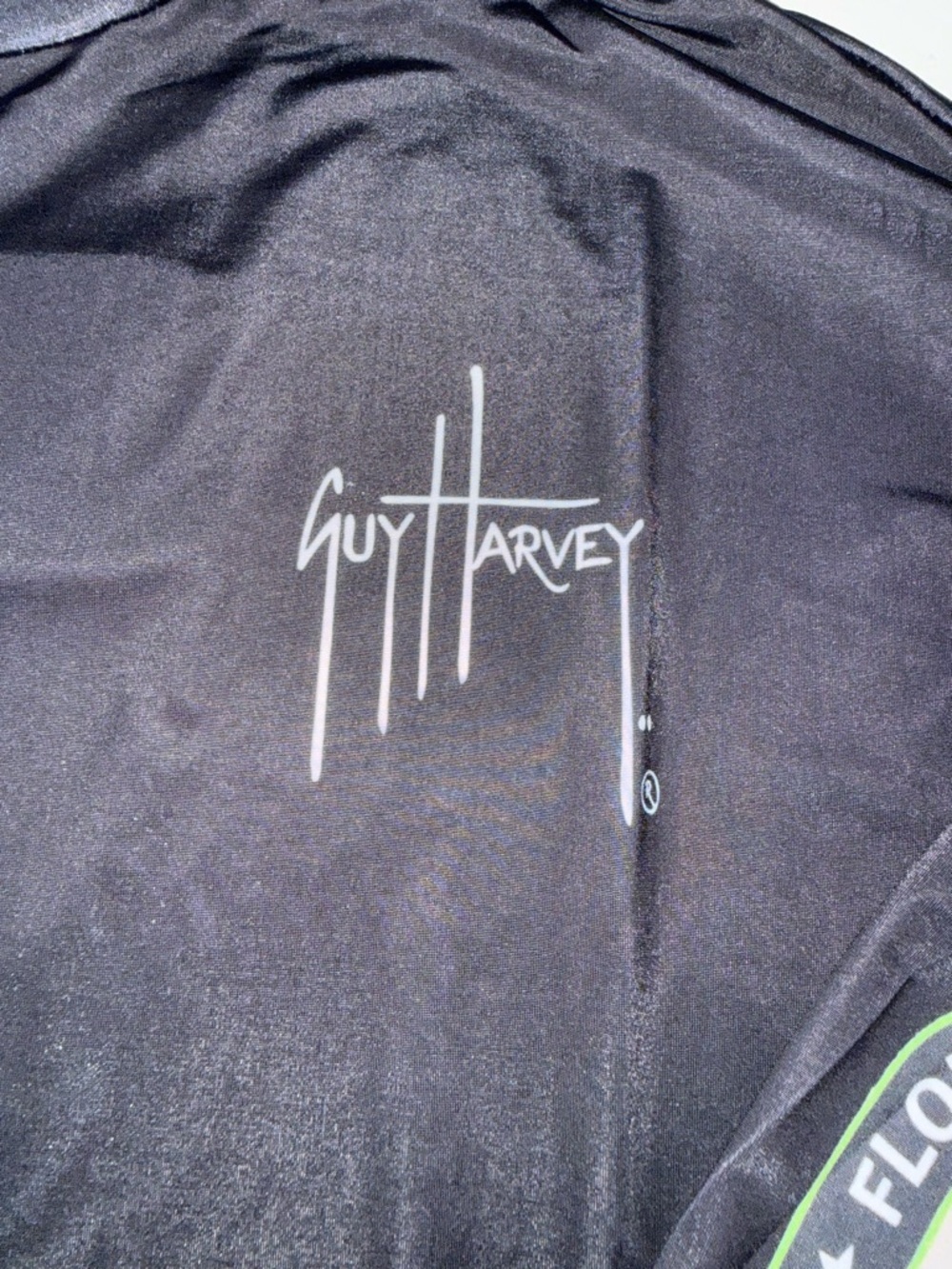 Guy Harvey Black Tee with Green-Trimmed Wildlife Emblem